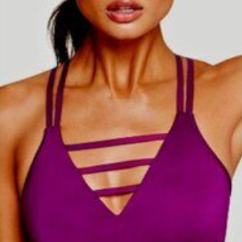 L | NWOT Purple Strappy Sports Bra